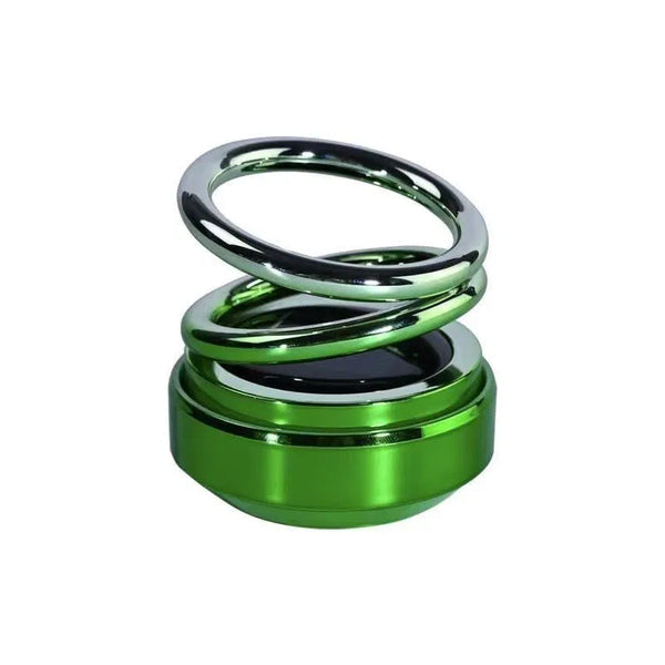 Air freshener double loop rotary suspension ABS Crystal Green air conditioner perfume dashboard air freshener car ornament solar energy(Green)