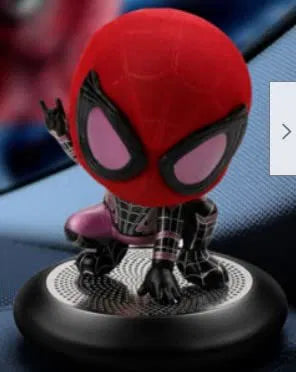 Car Aroma Diffuser Round Atom Air Freshener Dashboard Decoration With Perfume (Spiderman Style, Black Base)