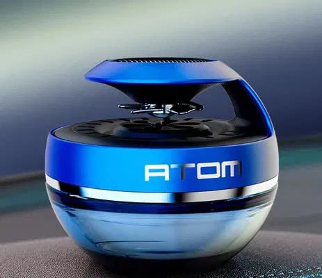 Car Aroma Diffuser Round Atom Air Freshener Perfume Solar Power Dashboard Decoration With Perfume (Atom Sytle, Blue)