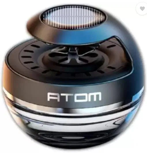 Car Aroma Diffuser Round Atom Air Freshener Perfume Solar Power Dashboard Decoration With Perfume (Atom Style, Black)