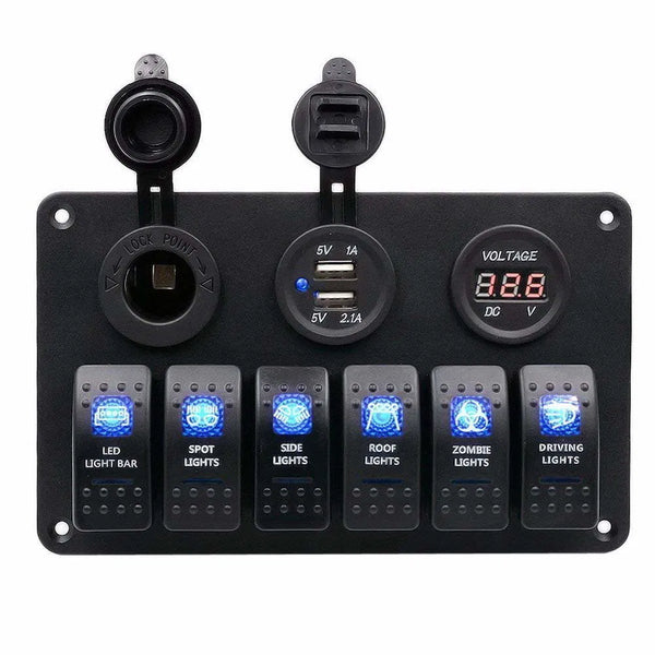 Rocket Switch Panel Circuit led Breaker along with Voltmeter and 2 USB Switches