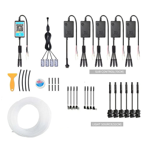 Custom RGB Car Interior Optical Acrylic Strip 18 in 1 Third Generation Ambient Light APP Control Atmosphere Lamp Wireless DIY Music car lights