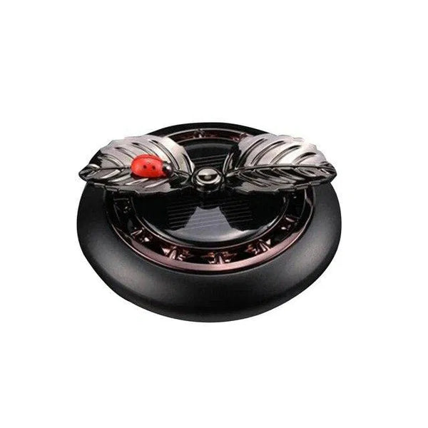 Car Aroma Diffuser Air Freshener Perfume Solar Power Dashboard Leaf style Decoration With Perfume(Black)