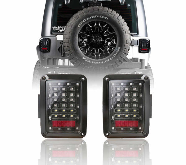 JK Tail Light Assembly Clear LED w/Brake Light & Turn Signal for Je-ep JK Thar Wrangle 2007-2018