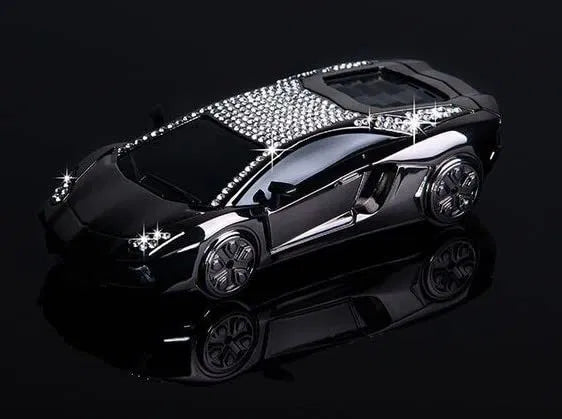 Luxury Car Interior Decoration Accessories Glitter Crystal Dashboard Ornament Auto Air Freshener Sportscar Design Perfume Stand(Black)
