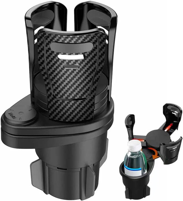 2 in 1 Multifunctional Dual Car Cup Holder Expander Adapter with Adjustable Base, All Purpose Car Cup Holder and Organizer for Drinks, Snack