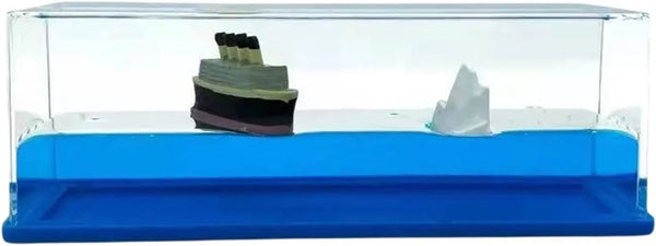 Ghost Ship Black Pearl Cruise Ship Fluid Liquid Drift Bottle Ornament for Living Room Décor(Blue)