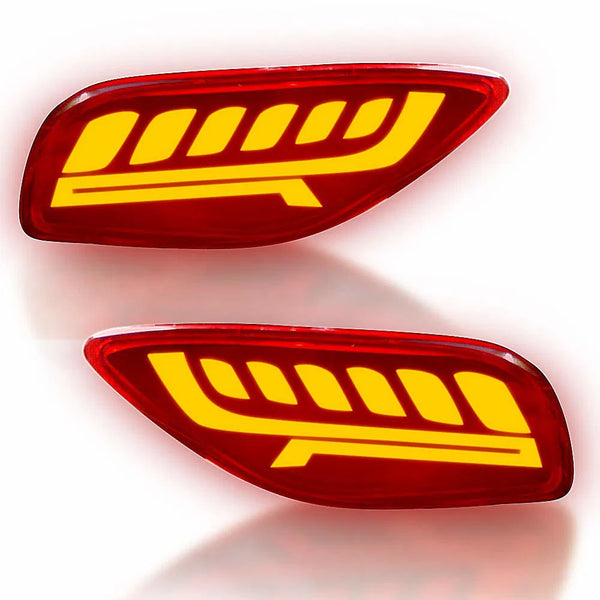 Car Reflector LED Brake Light With Turn indicator For Rear Bumper Fit For Seltos 2019 Onwards (Set of 2, Matrix)