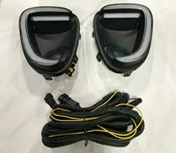 Fog LED(White) with Turn Indicator DRl(Orange) Compatible with Suzuki Baleno 2017 Set of 2(Day Time Running Light)