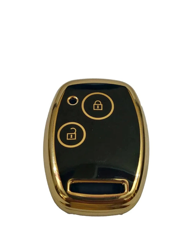 TPU Silicone key Cover For Compatible with City, CIvic, Jazz, Brio, Amaze 2 Button Remote key (Black)