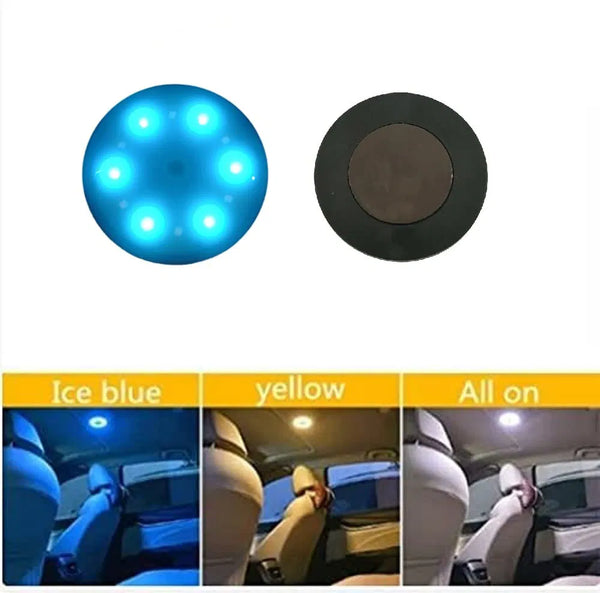 Wireless Multifunction light magnetic car Roof led light Reading LED portable rechargeable with Sensor Touch (White/Yellow//blue, 7CM )