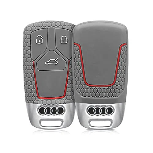 Silicone Car Key Cover Compatible with Audi- A8, QT, RS, TT- Grey