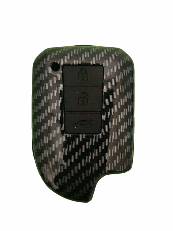 Carbon Fiber Car Key Case Compatible with Toyota Prado Vios Yaris Previa 2 3 Buttons Smart Remote Fob Shell Cover Keychain Protector Bag