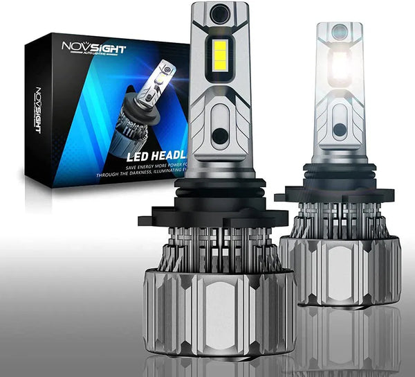 NOVSIGHT A500-N50 Car LED Headlights Bulbs 15000LM/pair 70 watts/pair 6500K 1 Year Warranty (HB3/9005, Pack of 2)