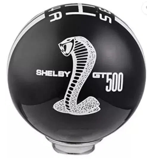 Gear 6 Speed Round Ball Type R S Shifter Cobra Manual Gear Shift Knob Trim Selector Red White Black Universal for car( Black With White)