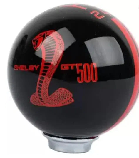 Gear 6 Speed Round Ball Type R S Shifter Cobra Manual Gear Shift Knob Trim Selector Red White Black Universal for car(Red on Black)