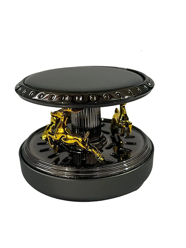 Car Aroma Diffuser Air Freshener Perfume Solar Power Dashboard Merry Go Dear Decoration With Perfume(Golden)