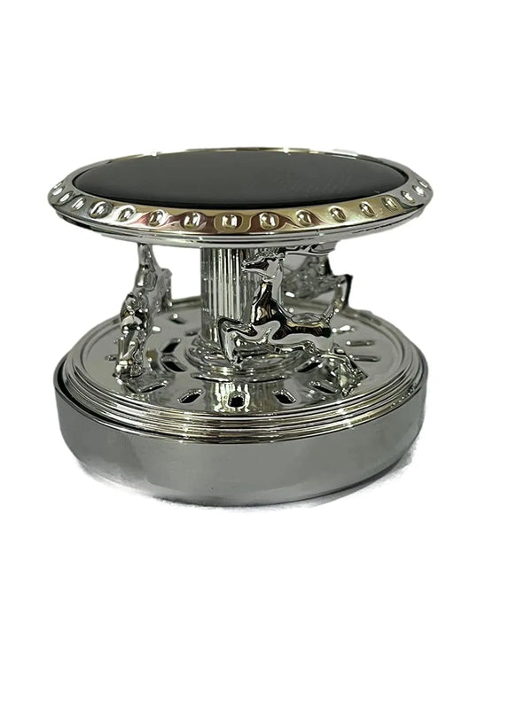 Car Aroma Diffuser Air Freshener Perfume Solar Power Dashboard Merry Go Dear Decoration With Perfume(Silver)