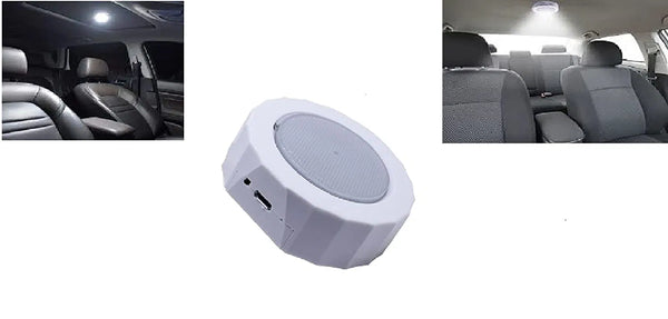 Car Ceiling USB Wireless Strobe Reading Rechargeable Cool White Light Car Roof Ceiling (Stair Lamp + Music Sound Voice Control, White)