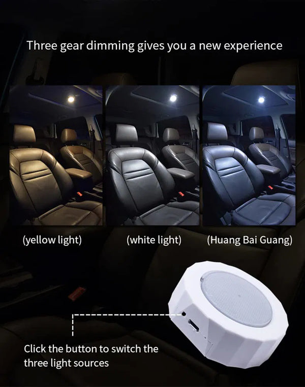 Car Ceiling USB Magnetic Multifunction Wireless Reading reachargeable Light For Car Roof Ceiling Lamp, Home, Etc (White, Blue and Warn White)