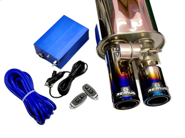 Remus Valvetronic Dual Blue Tip Titanium Carbon Exhaust System On/Off Function With 2 Remote Control