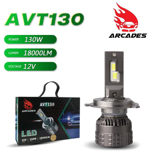 (9005/HB3) Arcades SUPER HIGH POWER 130 WATT/PAIR AND HIGH LUMINOUS 18000LM 6500K CAR LED HEADLIGHTS BULBS (PACK OF 2)