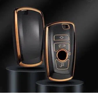 TPU Car Key Cover Fit For 1 3 4 5 6 7 and X3 X4 M5 M6 GT3 GT5 Smart Key only (Gold/Black)