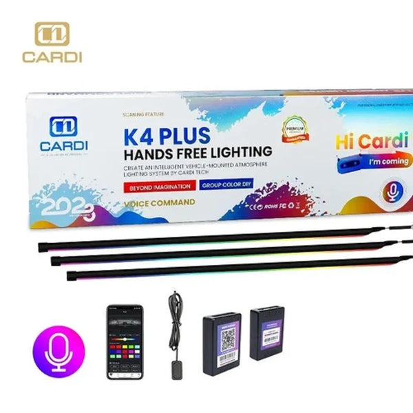 Cardi K4 Ambient Light 8th Generation Active Symphony 22 in 1 wireless LED Atmosphere Lights for Automotive Car Interior Ambient acrylic strips lighting 6 months warranty