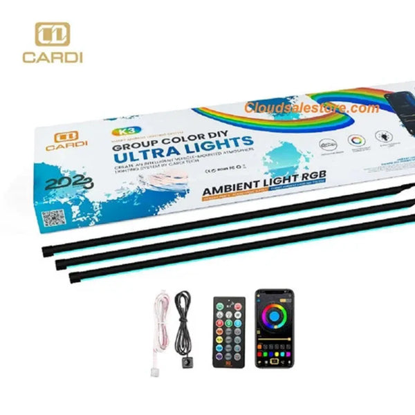 Cardi K3 18 in 1 wireless LED Atmosphere Lights for Automotive Car Interior Ambient acrylic strips lighting(6th Generation)