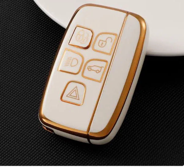 TPU Car Key Cover Fit with Jaguar and Land Rover 5 Buttons Smart Key (White)