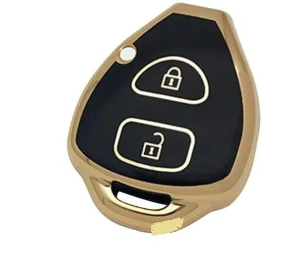TPU Car Key Cover Compatible With Innova, Fortuner 2 Button Remote Key (Black)