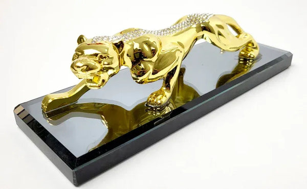 Golden Color Jaguar Statue For Car Dashboard, Showpieces For Home Décor or Office Décor