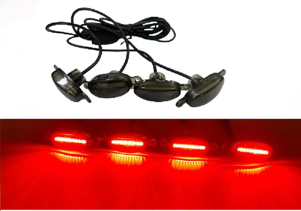 4 Pieces 12 Chips LED Lens Front Grille Running Light Universal For Car (Plug Design May Vary) (4 led Grill Red)
