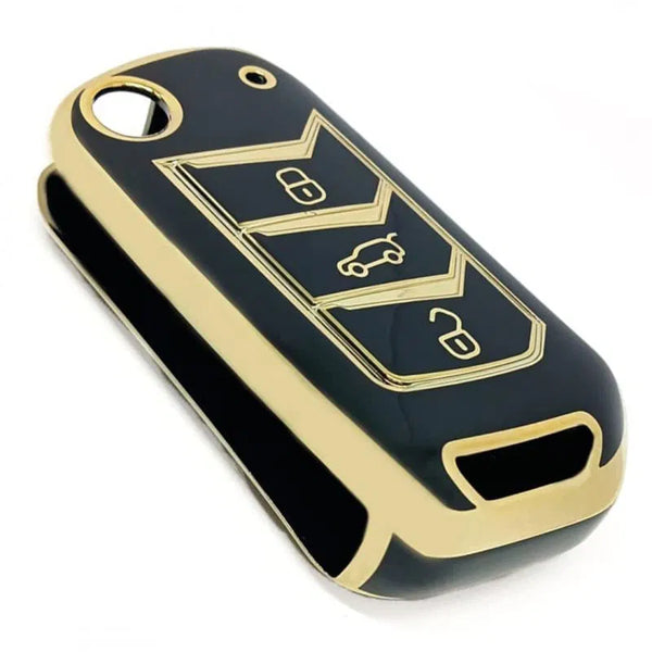 TPU Silicone key cover For Compatible with For New Mahindra Scorpio 2022, XUV 700, Thar 2020, Tuv-300, Marazzo, Scorpio 2019, Bolero 2020 Flip Key (Black)