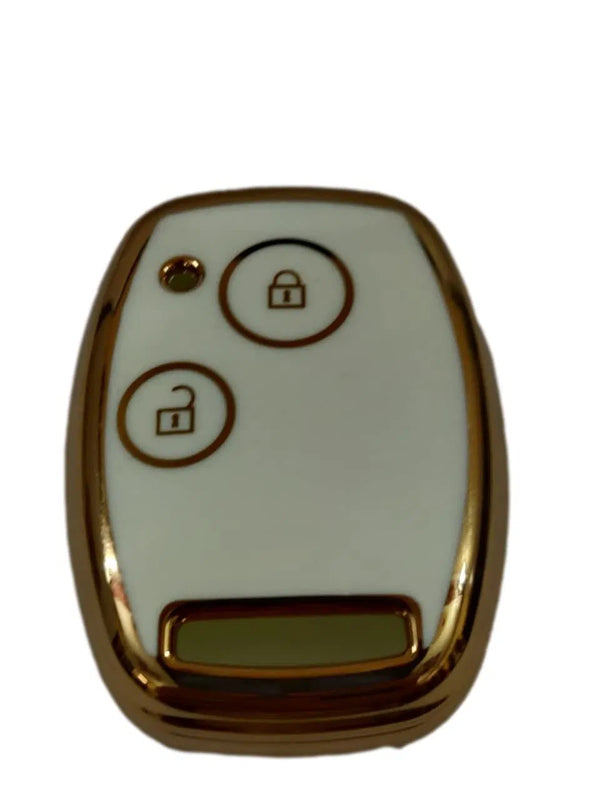 TPU Key Cover For Compatible with City, CIvic, Jazz, Brio, Amaze 2 button remote key (White)