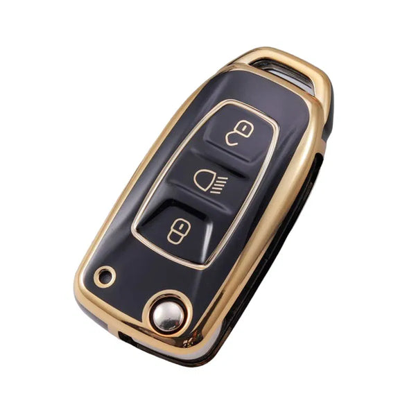 TPU Key Cover Compatible For Zest, Bolt, Zica, Tiago, Tigor, Nexon, Hexa, Safari Storme, Harrier Flip Key (Gold/Black)