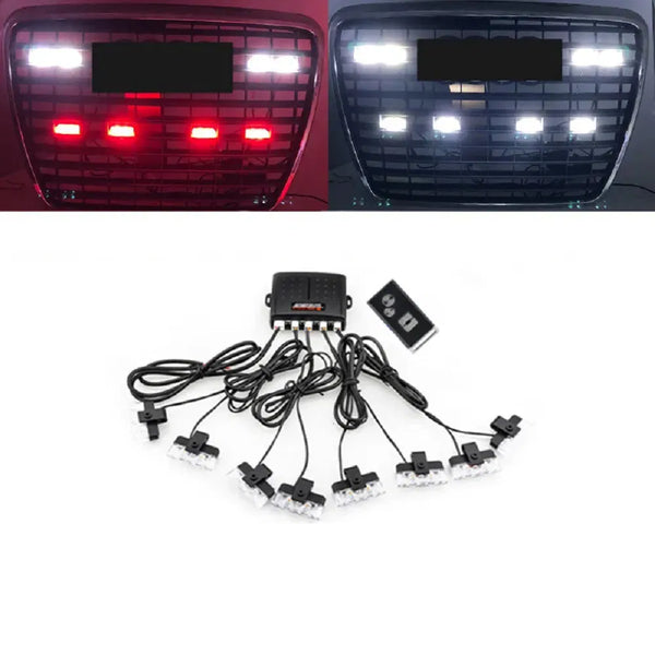 Front Grille Strobe Light Kit Red Blue Amber Yellow Auto Car Used Emergency Warning Led Strobe Light