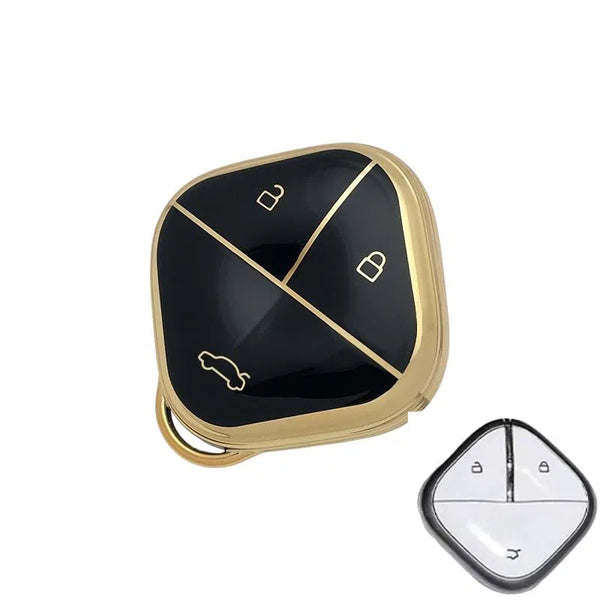 TPU Key Cover Compatible with M-G Comet EV Electric 3Button Smart Key (Gold/Black)