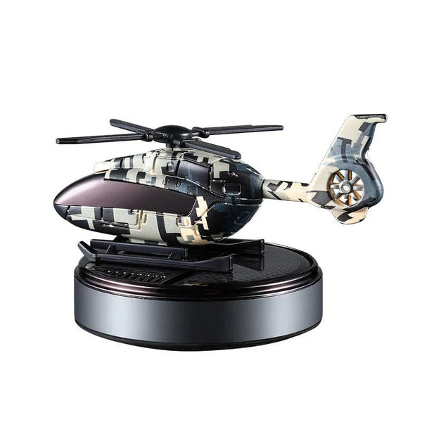 Car Solar Aromatherapy Rotating Helicopter Interior Center Console Decoration Car Perfume Solar Air Freshener(Black)