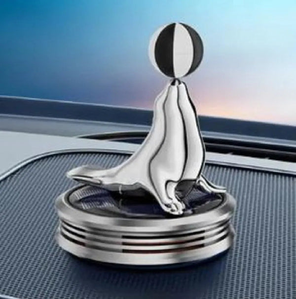 Car Solar Aromatherapy Rotating Sea Dolphin 360 degree Suspended Automatic Car Aromatherapy Perfume (Silver)