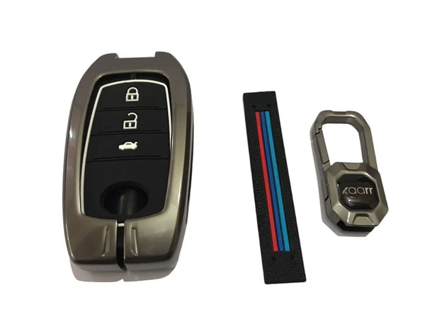 Metal Car Key Case Cover Compatible with Toy-OTA Inn-OVA Cry-sta & Fort-uner Smart Key Premium Metal Alloy Keycase with Holder & Rope Chain