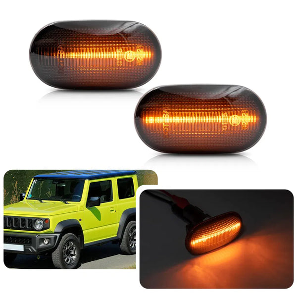 LED Side Indicator Repeater Lights For Suzuki Jimny JB64 JB74 18-up Jimny JB23 Suzuki Carry 05-13 Chevy Cruze 01-06 Sequential Flashing Turn Signal Lamp (Smoke Lens)