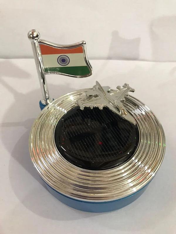 Car Creative Dashboard Ornaments-Car Solar Energy Perfume Decoration Center Console Jet Flag Ornaments(Blue)