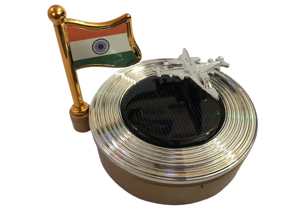 Car Creative Dashboard Ornaments-Car Solar Energy Perfume Decoration Center Console Jet Flag Ornaments(Golden)
