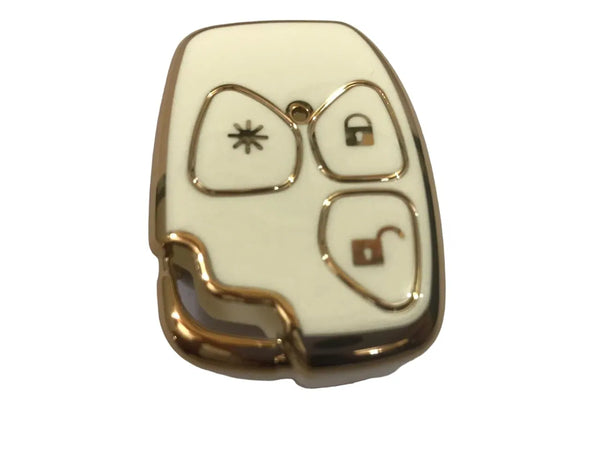 TPU Car Key Cover Compatible with Mahindra Xylo and Quanto Remote Key 3Button (White/Black)