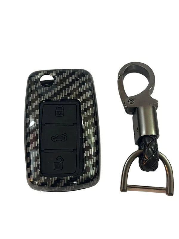 Carbon Fiber ABS Car Key Cover Compatible with Nissan Sunny/Micra (Key Chain Included)