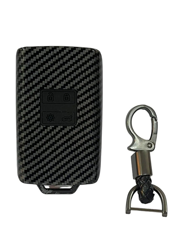 Carbon Fiber ABS Car Key Cover Compatible with Triber, Kiger Smart Key (Key Chain Included)