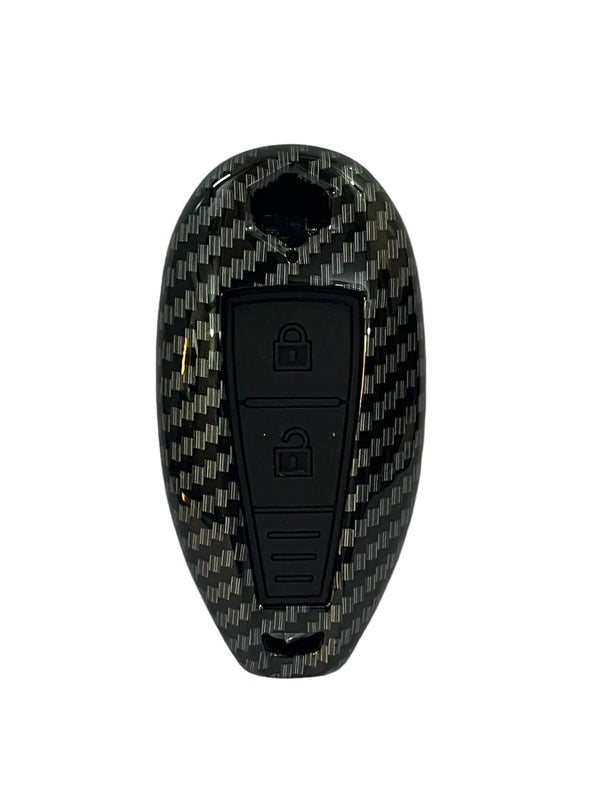 Carbon Fiber ABS Car Key Cover Compatible with Baleno, Breeza, S Cross, Ciaz, Swift 2 Button Smart Key (Key Chain Included)