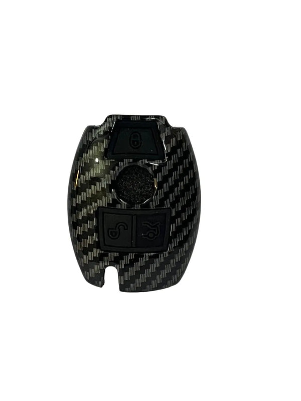 Carbon Fiber ABS Car Key Cover TPU Compatible with MERC-edes Be-nz Key (Key Chain Included)
