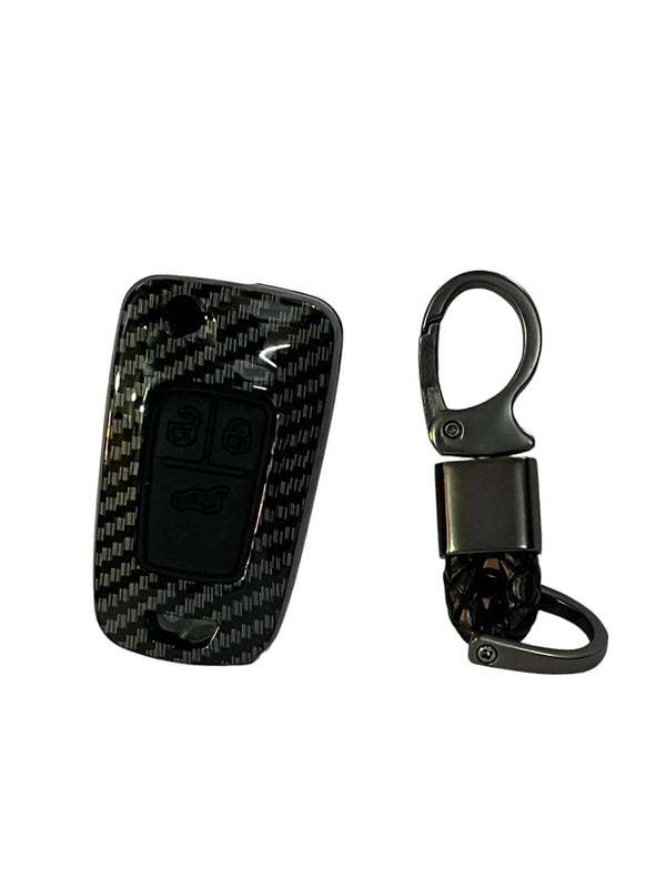 Carbon Fiber ABS Car Key Cover Compatible with Cruze (Key Chain Included)